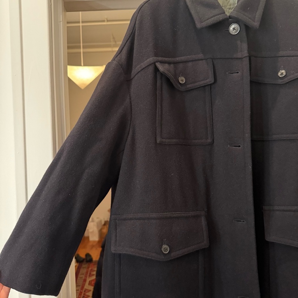 Dries Van Noten Classic Navy Wool Coat - Reversible w Quilted Lining - Picture 2 of 13